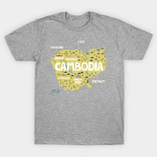 Cambodia illustrated map T-Shirt